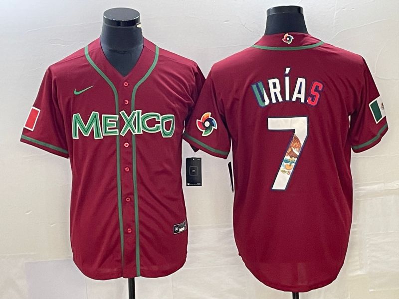 Men 2023 World Cub Mexico #7 Urias Red camo Nike MLB Jersey14->more jerseys->MLB Jersey